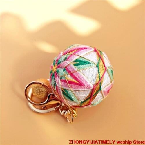 RED green Temari hand ball/Temari ball Material package(make by yourself) DIY Key buckle Pendant gift