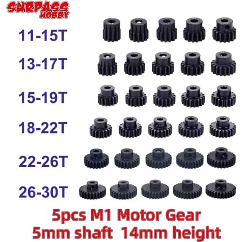 Metal Pinion Motor Gear M1 5mm 11T 12T 13T 15T 17T 19T 20T 21T 23T 25T 27T 29T 30T for 1/8 RC Car Monster Truck
