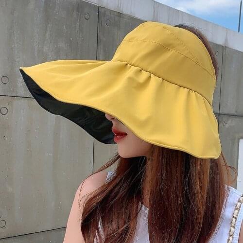 Fashion Women Summer Breathable Empty Top Outdoor Sunscreen Sunshade Casual Vintage Wild Beach Sun Hat Visor Cap Big Brim Hat