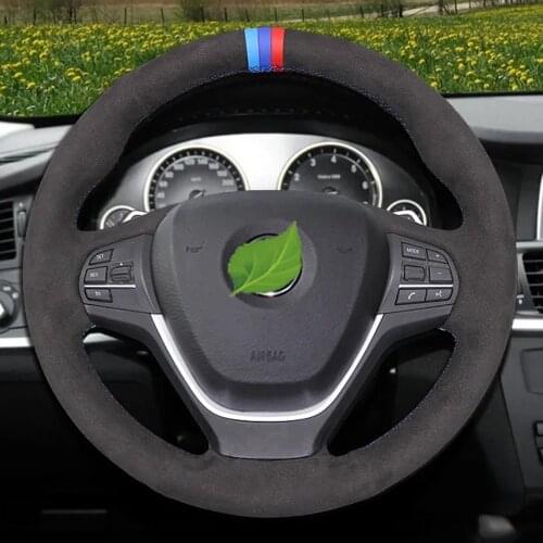 Non-slip Car Steering Wheel Cover Soft Black Suede For BMW F20 2012-2018 F45 2014-2018 F30 F31 F34 2013-2017 F32 F33 F36 Kit