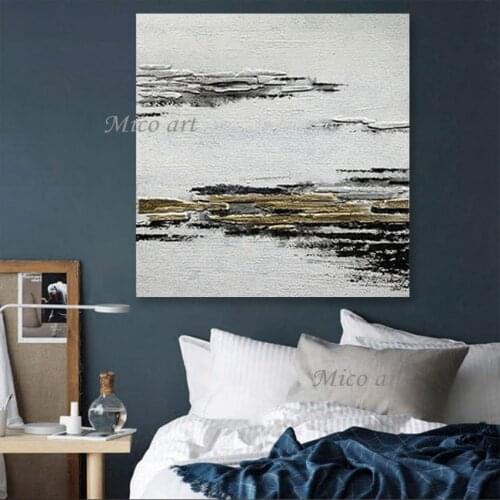 Latest 2021 Design Textured Black And White Abstract Oil Painting Artwork 100% Hand-painted Wall Decor Unframe Art 1 Panel