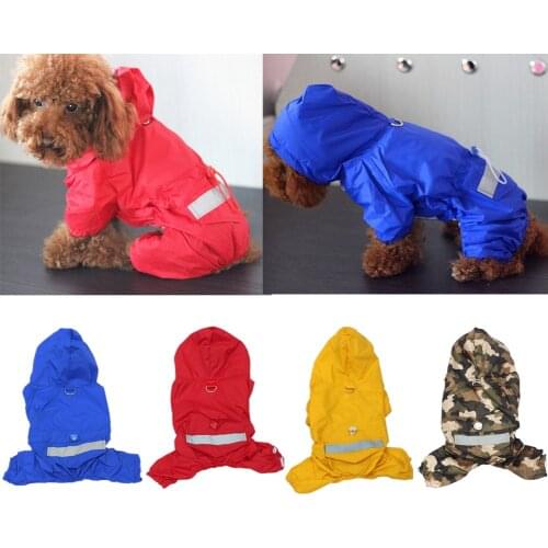 Solid Color Pets Raincoats Cats Dogs Hooded Reflective Rain Coat Puppy Small Dog Waterproof Jacket Jumpsuit Dog Cloak Clothes