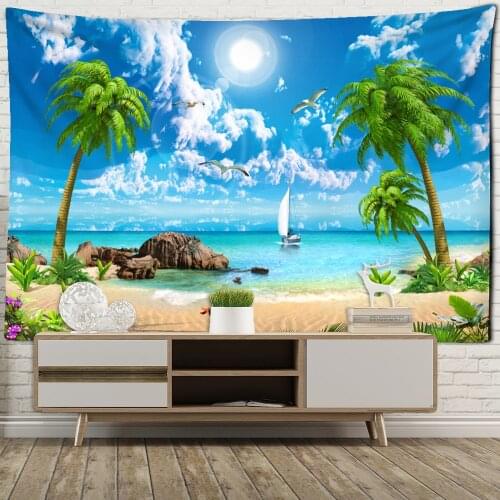 Sailing Seascape Tapestry Wall Mount Bohemian Tapiz Psychedelic Art Aesthetics Room Study Home Decor