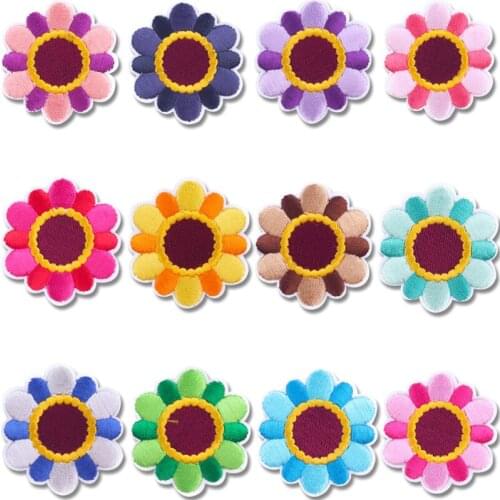 Prajna Leaves Daisy Patch Iron on Patches for Clothes Cartoon Animal Fish Stripes Embroidered Patches for Clothing DIY Stickers