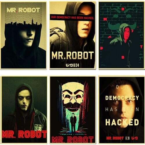 RetroAmerican Psychological Thriller TV Series Poster -Mr. Robot- Movie Sticker Wall Kraft Paper Cinema Decor/ Lover Collection