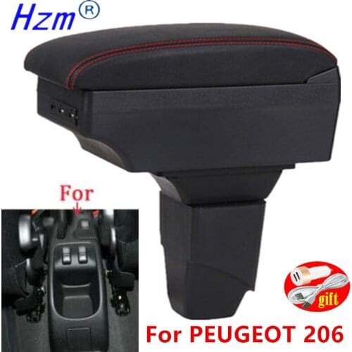 For PEUGEOT 206 Armrest Interior Parts 207 Car Armrest box Retrofit parts Storage box car accessories Interior with USB LED