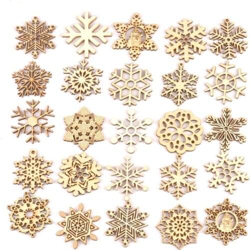 10pcs mix christmas snowflake Pendant wooden Scrapbooking Carft for Home decoration diy Handmade 45mm MT1979