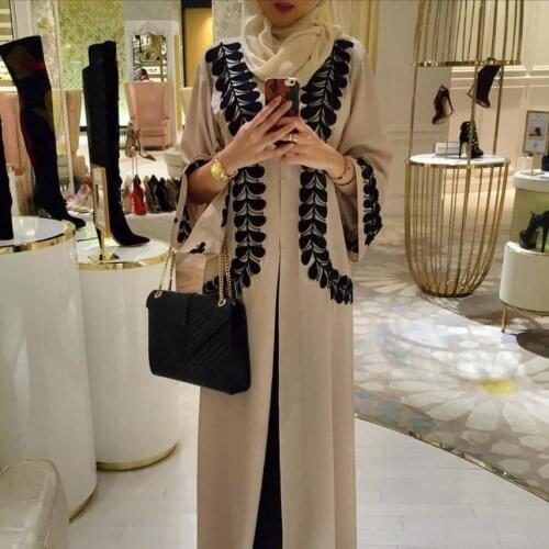 Plus size Casual printed cotton Robe Musulmane Turkish Printed Abaya Muslim Dress Cardigan Robes Arab Worship Service W946