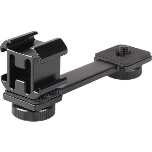 PT-3 Triple Cold Shoe Mounts Plate, Microphone Led Video Light Stand Extension Compatible for DJI OSMO Mobile 2/Zhiyun Smooth 4