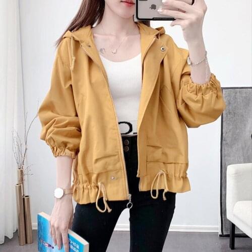 Workwear jacket short jacket womens spring and autumn loose Joker 2021 new hooded jacket