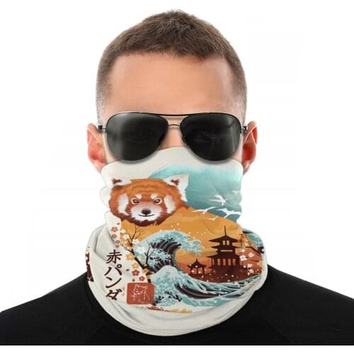 Ukiyo E Red Panda Scarves Half Face Mask Unisex Fashion Neck Warmer Balaclava Bandanas Multi-functional Headband Cycling Hiking