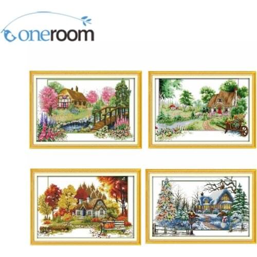 Oneroom four seasons Pattern Counted Cross Stitch 11CT 14CT Cross Stitch Set Wholesale Cross-stitch Kit