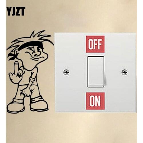 YJZT Finger Bad Boy Fashion Vinyl Bedroom Wall Sticker Light Switch Decal 8SS-2611