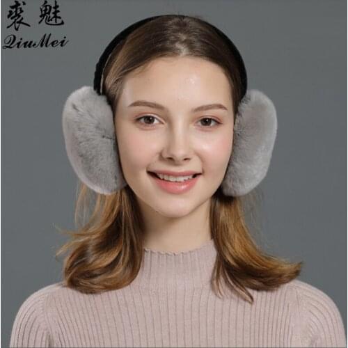 Warm Fur Winter Ear Covers Genuine Fur for Women Ladies Gifts Cute Portable New Girls Cute Natural Real Rabbit Rex Fur Earmuffs