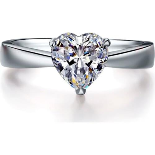Test Positive 1Ct Heart Shape D-Color Moissanite Diamond Ring Platinum 950 Ring Engagement Ring for Women