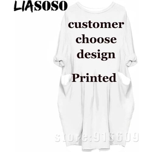 LIASOSO 3D Print Customize Design DIY Harajuku Women Logo Girl Clothing Long-sleeved Dress