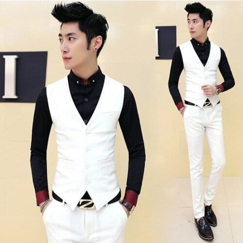 Mens Slim Vest Single-breasted Waistcoat Sleeveless Jacket Men Clothing Chalecos Para Hombre Blazer Men Vest Veste Homme D129