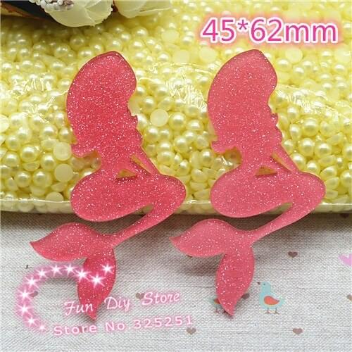 10pcs/lot 45*62mm acrylic shiny hot pink litter mermaid planar Flat back Scrapbooking