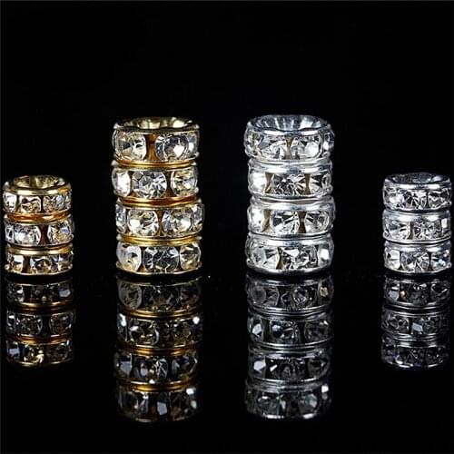 100pcs/lot Crystal Rhinestone Rondelle Spacer Beads DIY 6mm 8mm For Bag Shoes Decoration
