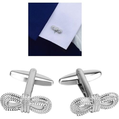 2 Pack Fashion Silver Color Cufflinks Bow Shape Tuxedo Cuff Links Jewelry For Men