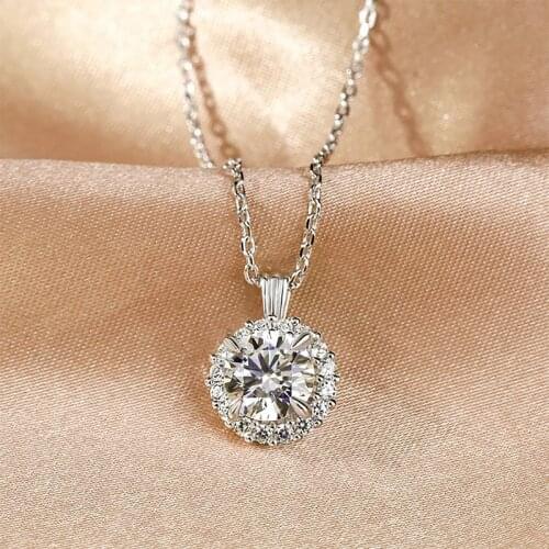 2ct D Color VVS1 Moissanite Necklace Pendants 925 Sterling Silver Woman Jewelry No Neck 925 Silver Pendant Necklace Couples Gift