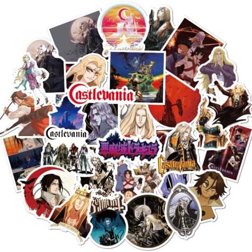 50pcs Castlevania Stickers PVC Graffiti Stickers Suitcase Luggage Guitar For Children Toys