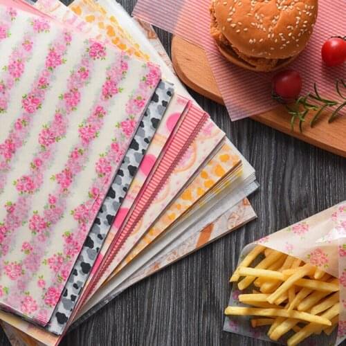 50 x Hamburger Bread Wax Paper Food Disposable Sandwich Wrapper Baking Wax Paper