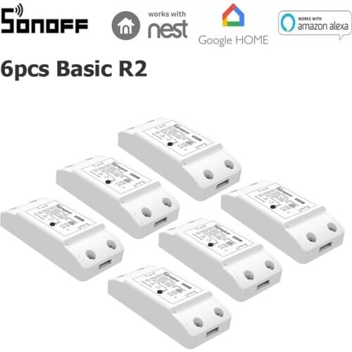6pcs Sonoff Wifi Switch Universal Smart Home Automation Module Timer Wireless Switch Remote Control Via IOS Android 10A/2200W