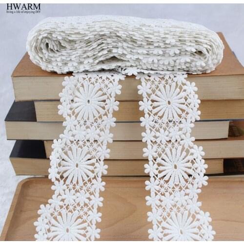 African lace fabric 2019 high quality lace wedding decoration trim DIY 2yard Water-soluble milk silk embroidery lace wide laces