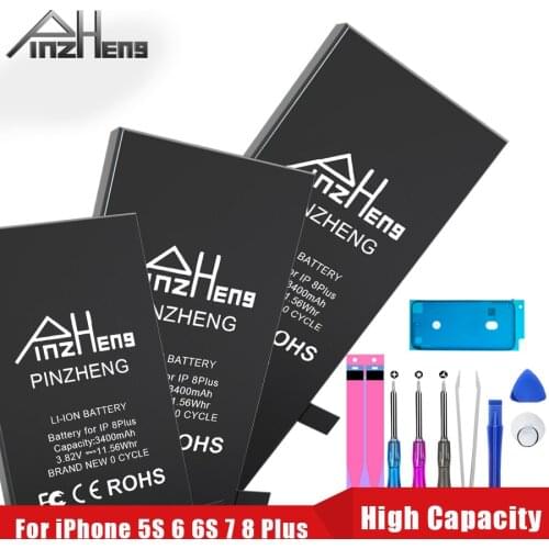 PINZHENG 2200/3400 mAh High Capacity Battery For iPhone 5S 6 6S 7 8 Plus Replacement Bateria For iPhone 6 6S 7 8 Plus Batteries