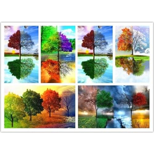 DIY Full Diamond Painting Color Tree Four Seasons Tree Home Decoration Gifts Cross Stitch Rhinestone Embroidery GJ
