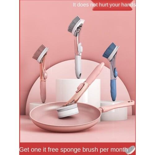 Household Wok Brush Artifact Kitchen Cleaning Long Handle Wash Wok Brush Lazy Detergent Descaling Oil Stain Washing Wok Brush