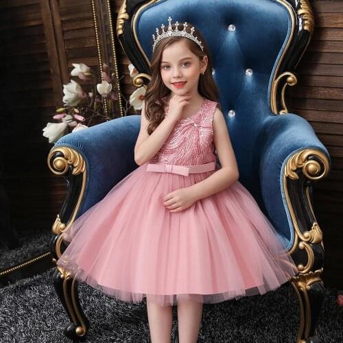 Baby Dresses for 1st Birthday Gift Exquisite Children Clothes Kids Girls Beading Ball Gown Dresses for Weding Christmas Dresses