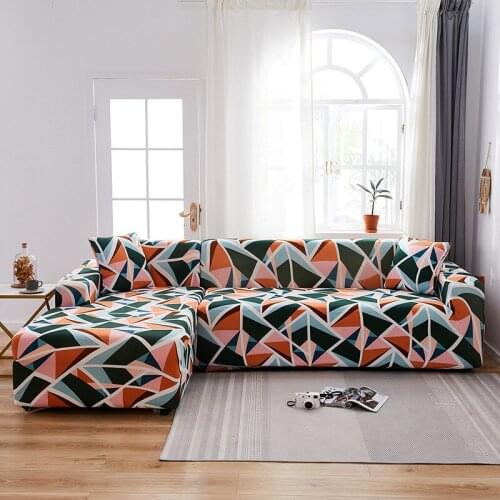 Elastic Sofa Cover Spandex All inclusive Corner Geometric pattern Sofa Couch Slipcover Chair Protector Living Room 1/2/3/4 Seate