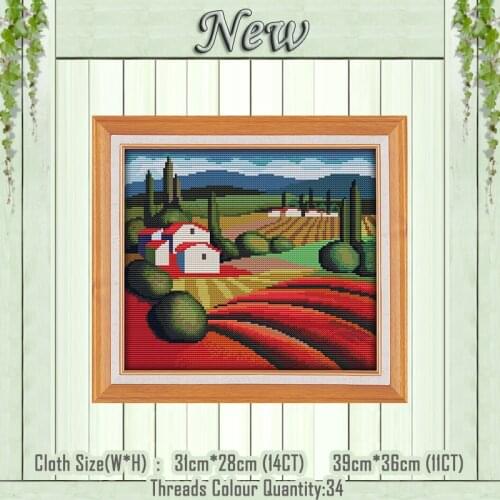 The fall of the countryside painting counted printed on the canvas DMC 11CT 14CT kit DIY Cross Stitch embroidery needlework Sets