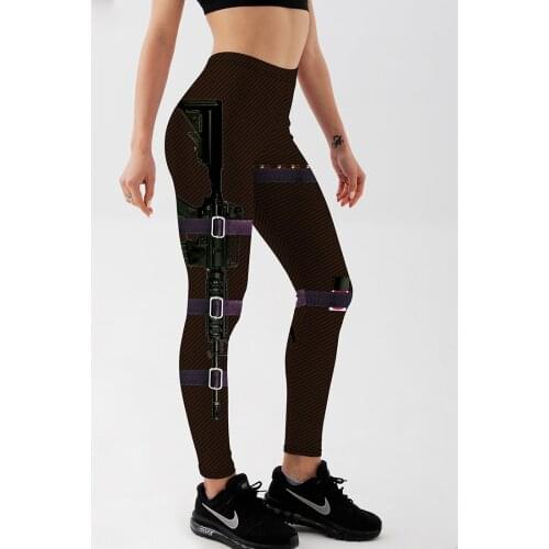 Qickitout Leggings Fitness New 2017 Sexy Womens Leggings Stretch Digital Print Mechanical Bolt Machine Pencil Pants Trousers