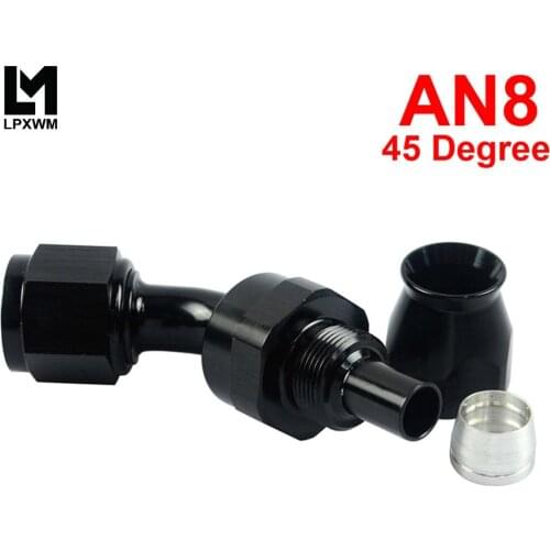 LPXWM- Black High Quality AN8 AN-8 45 DEGREE REUSABLE SWIVEL HOSE END FITTING AN8 LPXWM-SL6045-08-021