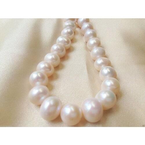 Jewelry 12-14mm Genuine Freshwater Pearl Cultured Loose Bead White Near Round AA+ 15