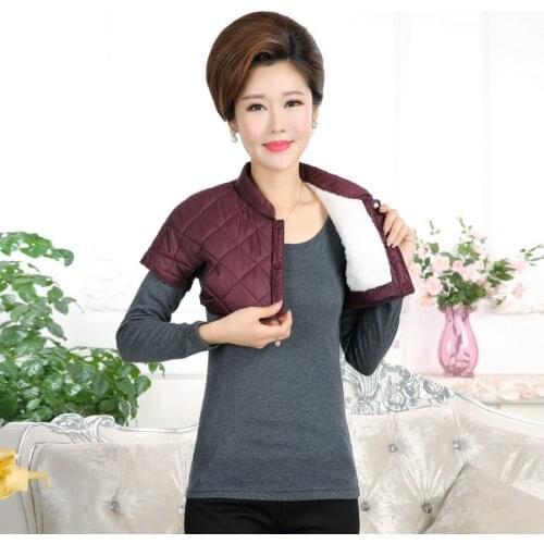 Autumn Winter Women Thermal Fleece Linging Vest Shoulder Padded Red Purple Black Bolero Waistcoat Ultra-Short Warm Quilted Gilet