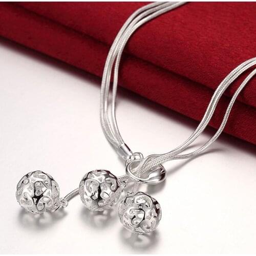 New Fashion Round Ball Pendant Necklace 925 Silver Jewelry Necklace for Women Men