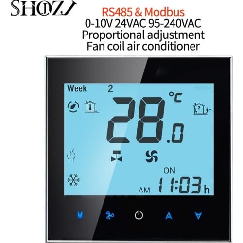 Modbus&RS485 Mobile 0-10V 24V 95-240V Remotely Controls Home Temperature Control Thermostat Switch for Fan Coil Heat Cool