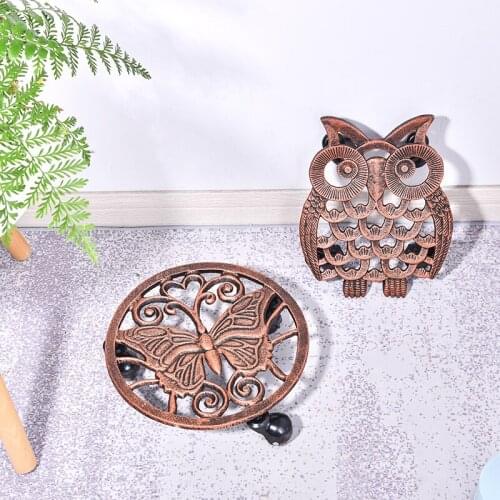 Sungmor Cast Iron Heavy Duty Plant Caddy with 3 Solid Wheels Decorative Plant Dolly Rolling Plant Stands for Planter, Flowerpot