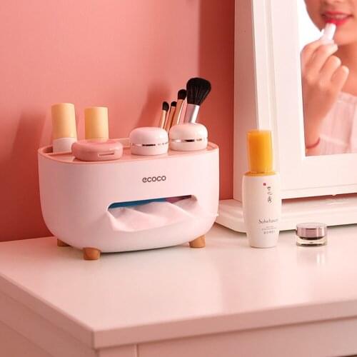 Pink 3 in1 Tissue Organizer Boxes Multifunctional Storage Box Livinng Room Creative Desk Organizer Cosmetic Storage Box Decor