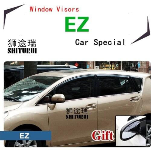 SHITURUI Window Visor Vent Sun Rain Deflector Guard For TOYOTA EZ 2011-2015 11-15 Black stainless steel Car Special