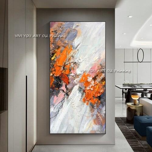 The Fashion Nordic Creative Orange Palette Wall Art Canvas Handpainted Cuadro Modern Abstract Painting Wall Pictures for Home