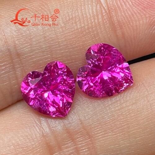 3# heart shape artificial ruby pink color natural cut including minor cracks and inclusions corundum loose gem stone