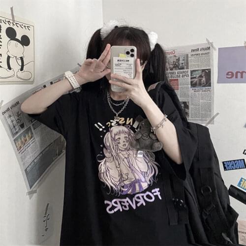 Anime T Shirt HipHop Summer Women Streetwear Top clothes t-shirt tee Printing Casual Harajuk goth Females tshirts Short Sleeve