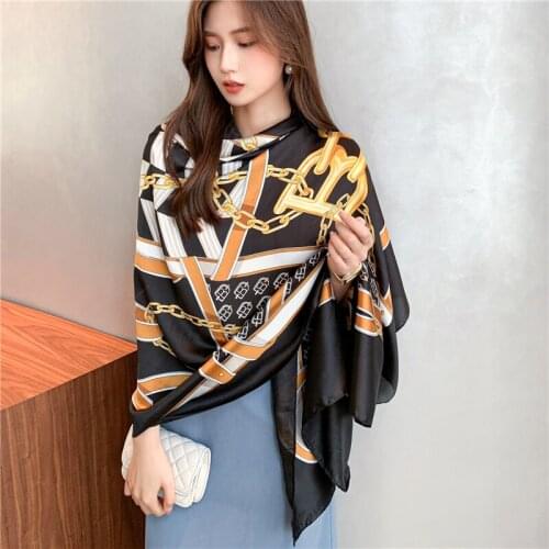 White Print Silk Shawl Scarf Luxury Women Pashmina Autumn Spring Warm Wraps Foulard Muslim Head Scarves Hijab Bandnaa Echarpe