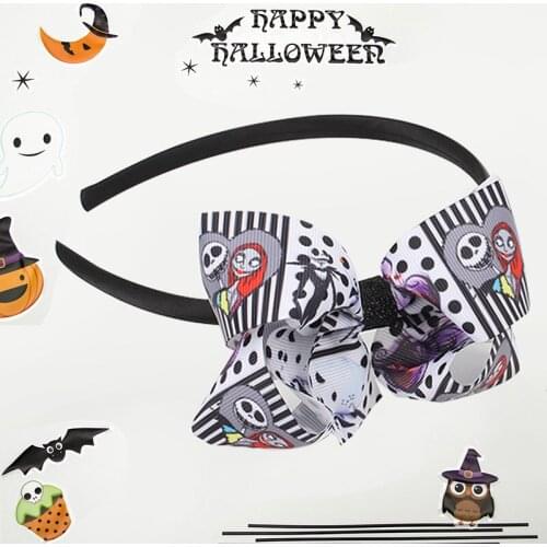Cheer Bows Girls Halloween Hair Bows Clips Bands Print Ghost Hairpins For Girls Kids Children Halloween Hair Accessories Set