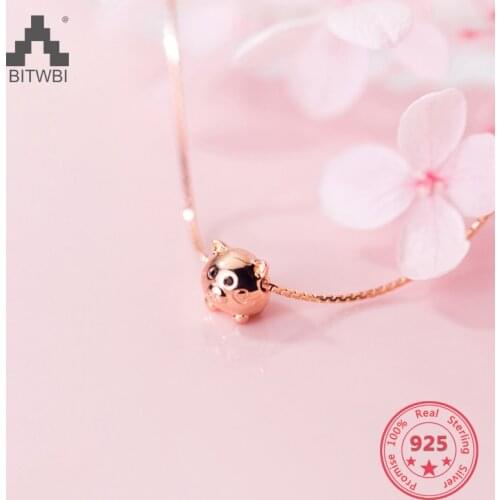 925 Silver Necklace Female Korean Small Fresh Mini Pig Pendant Temperament Cute Small Animal Pendants Necklace Female 2-9 Pieces